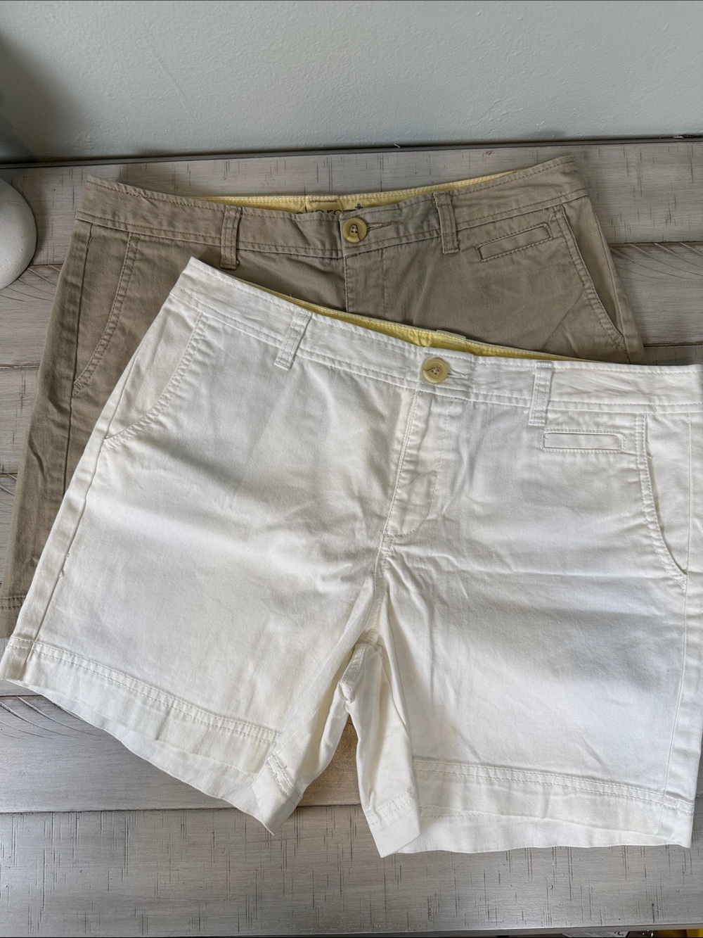 Bundle (2) Dockers Chino Shorts Size 10 Khaki Tan White EUC